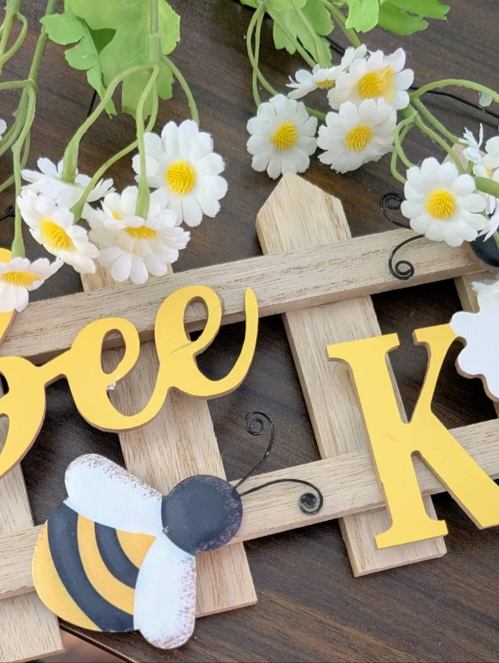 Bee Kind Wooden Wall Decor - Yellow Bee Sign